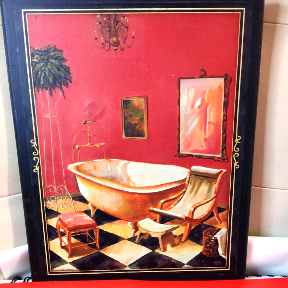 Luxurious Red and Black Bathroom Art